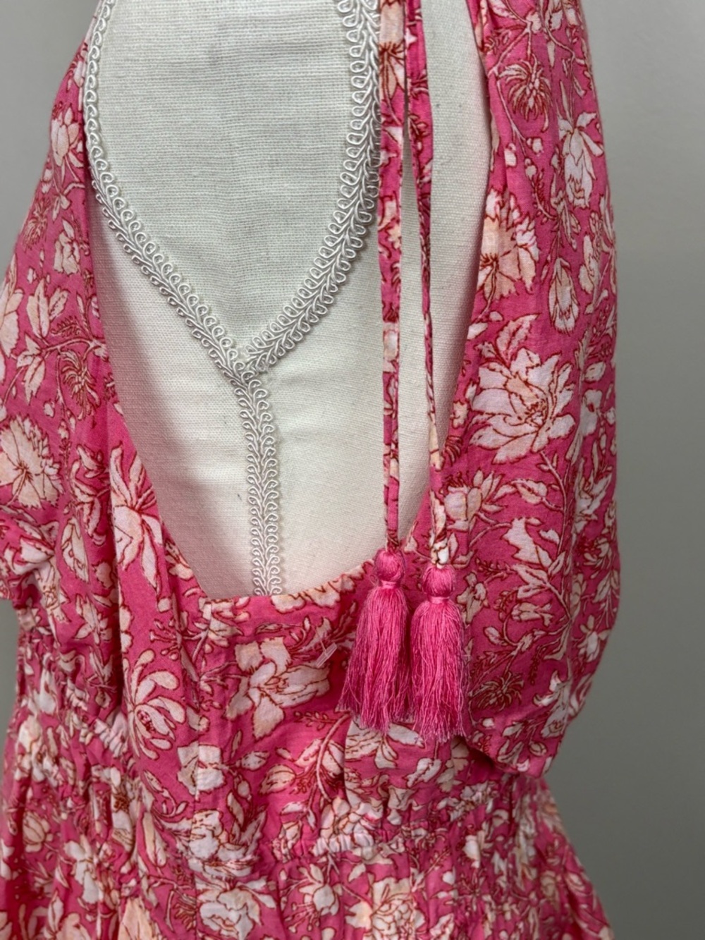 J Crew Top Womens Lg Pink White V-Neck Cotton Voile in Tossed Floral Blouse - Picture 7 of 13